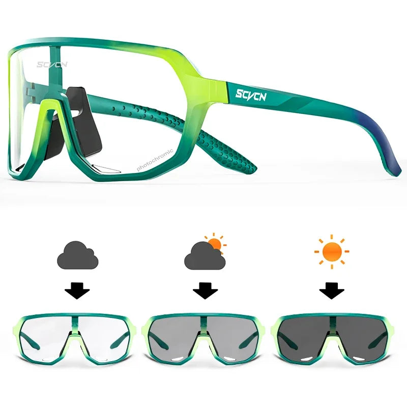 SCVCN New Riding Cycling Sunglasses Outdoor Sports Running Goggles Men's Mtb Bicycle Glasses Women Cycling Eyewear 1 Lens