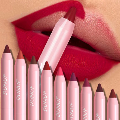 18-Colors Lipstick Pencil Waterproof Sexy Red Matte Contour Tint Lipstick Lasting Non-stick Cup Lipliner Pen Lip Makeup...