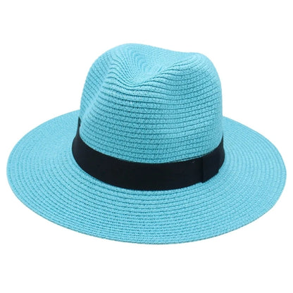 Spring and Summer Hot Selling Panama Straw Hat Square Black Ribbon Korean Style Hat for Men and Women Jazz Hat Panamahat
