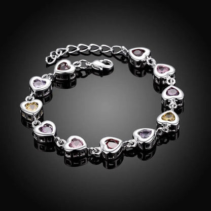 Elegant Charm Heart Bracelets Chain Beautiful Crystal Stone Drop Jewelry Silver Color Fashion For Women Wedding Lady...