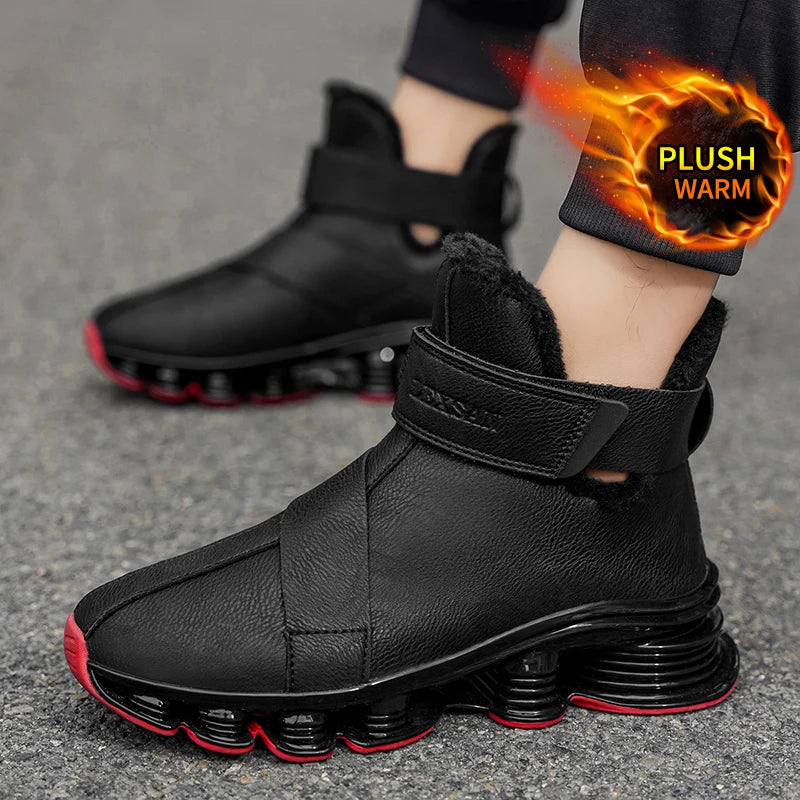 Men's Waterproof Snow Boots with Plush Lining, Anti-Slip and Wear-Resistant Sneaker Sole, Warm Winter Casual Boots