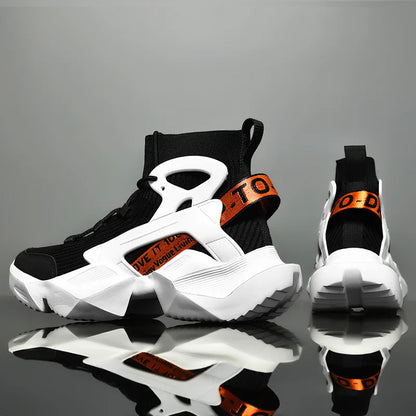 2026 New High-top Socks Shoes Chunky Sneakers Men White Trend Street Light Sports Running Shoes Big Size 45 46 Walking shoes