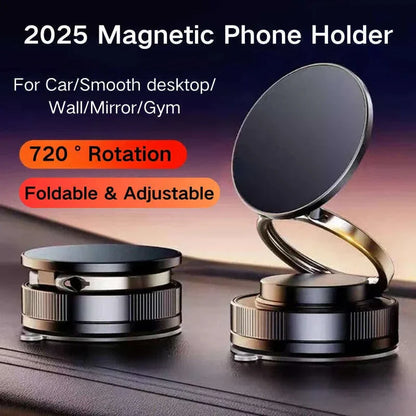 2025 Car Magnetic Phone Holder 720° Rotation Foldable Adjustable Vacuum Suction Cup Stand Bracket Desk Wall For iPhone Tesla