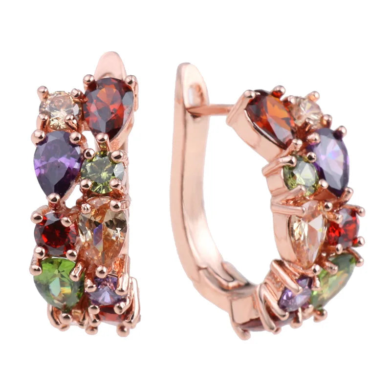 LXOEN 2022 Classic Semi-precious Stone Stud Earrings for Women Silver Color Round Studs Ear Jewelry brinco Gift bijoux