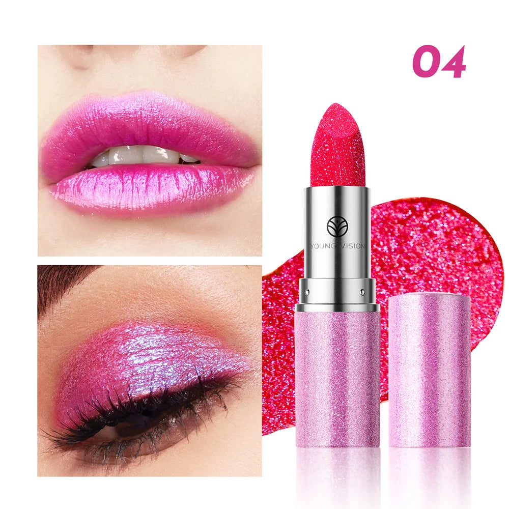6 Colors Bold & Intense Glitter Shiny Metallic Lipstick Pearlescent Lip Tint Long Lasting Lip Senior Matte Lip Makeup...