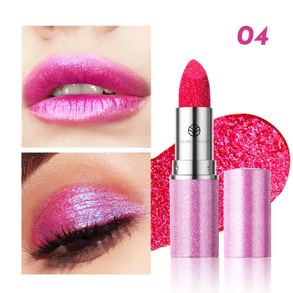 6 Colors Bold & Intense Glitter Shiny Metallic Lipstick Pearlescent Lip Tint Long Lasting Lip Senior Matte Lip Makeup...