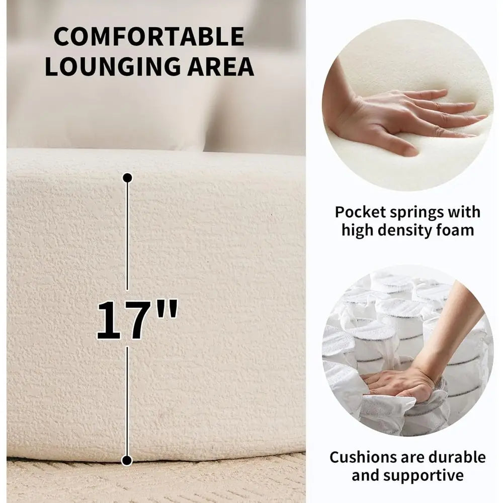 Luxury 4-Seater Curved Chenille Sectional Sofa with Plush Pillows for Living Room Comfort - Kimlud