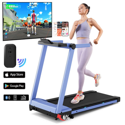3.5HP Foldable Incline Home Treadmill Walking Pad with Handle Bar Holder 350LBS Capacity Touch Screen Smart App Data Monitoring - Kimlud