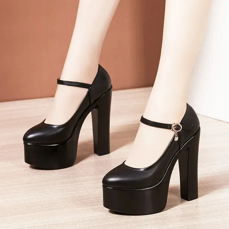 15cm Small Size 32-43 Sexy Extreme Block High Heels Shoes for Dress Model Party Wedding 2025 Shallow Thick Bottom Platform Pumps