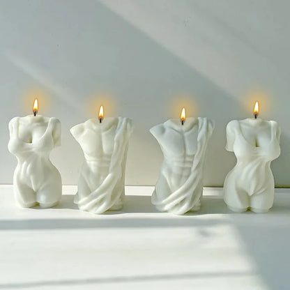 Adonis Sculpture Torso Mold Human Candle Mold DIY Body Abdominal Muscle Man's Statue Plaster Sculpture Male Silicone Mold