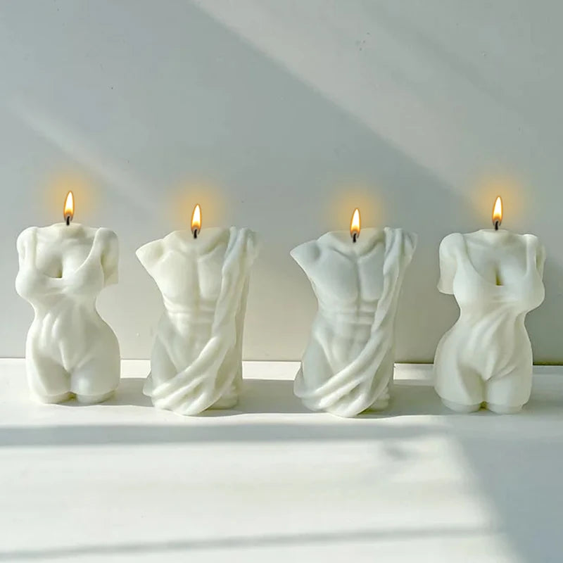 Adonis Sculpture Torso Mold Human Candle Mold DIY Body Abdominal Muscle Man's Statue Plaster Sculpture Male Silicone Mold