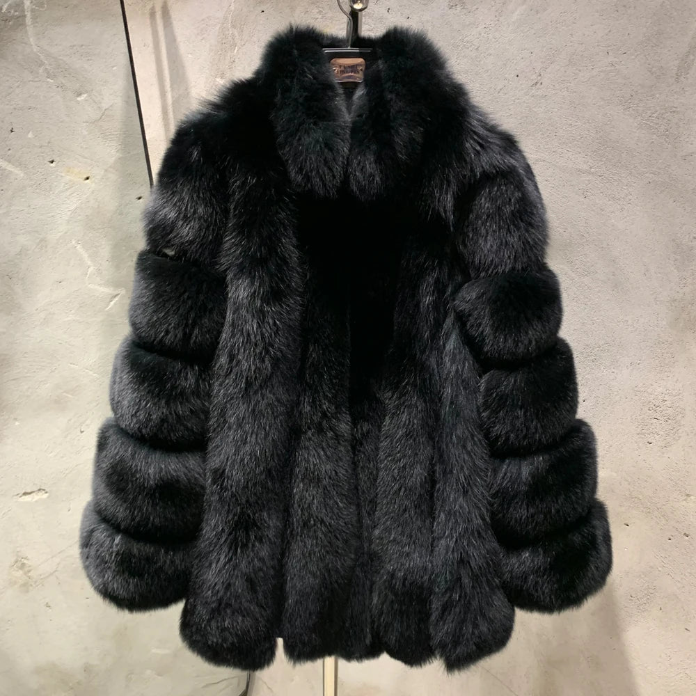 Long Fox Fur Coats Wholesale Winter Female Natural Fox Fur OutWear Full Pelt Real Fox Fur Jackets with Long Sleeve 909
