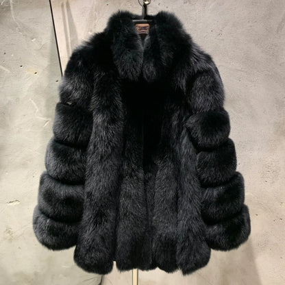 Long Fox Fur Coats Wholesale Winter Female Natural Fox Fur OutWear Full Pelt Real Fox Fur Jackets with Long Sleeve 909