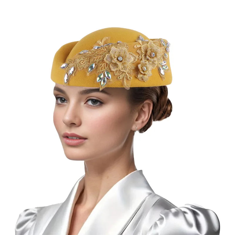 Wedding Hats Red White Cocktail Evening Party Cap for Female with Flower Church Beret Hat Cosplay Caps Costume Accessory