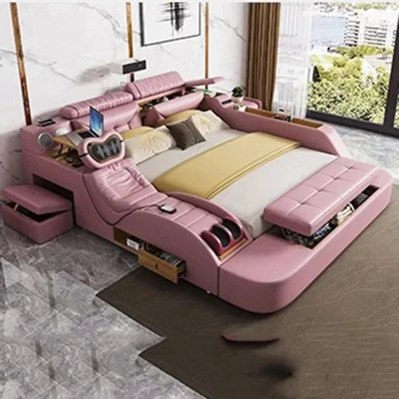 Korean Modern Luxury Bed European Nature Luxury Bedroom Human Bed Design Multifunctional Bedroom Camas King Size Home Furniture - Kimlud