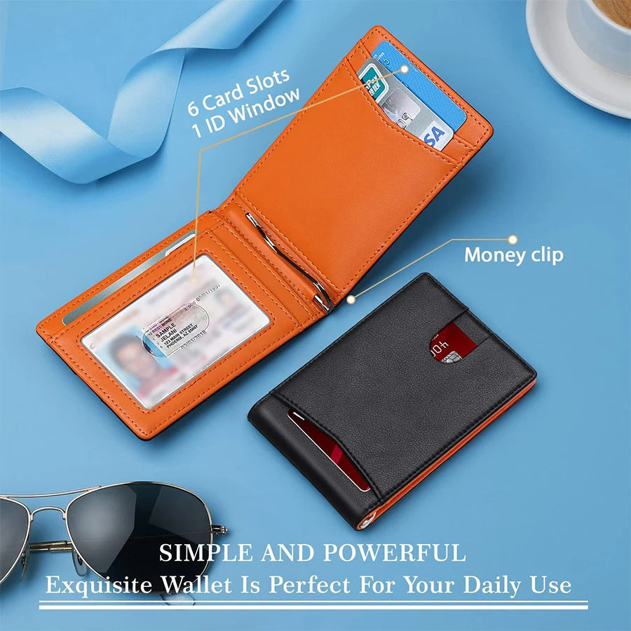 Rfid Credit Card Holder Men Wallets Money Clip Luxury Slim Thin Mini Wallet Male Small Short Purse Minimalist Billfold Vallet