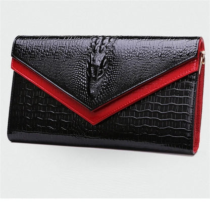 Alligator Pattern Women Cow Leather Clutch Bag Patchwork Crocodile Ladies Cowhide Shoulder or Crossbody Bags | Kimlud...