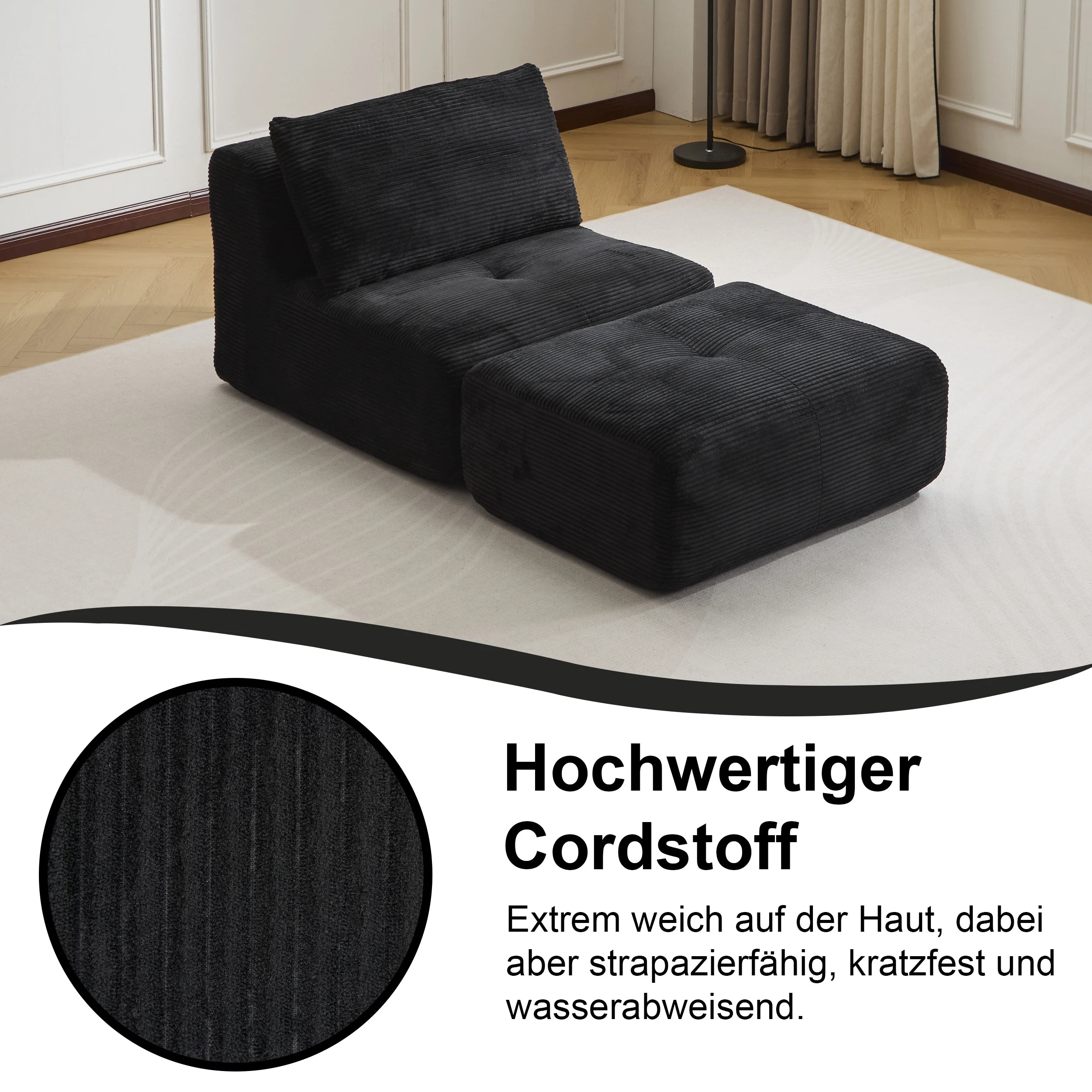 Corduroy Sofa Bed，Comfortable Small Single Sofa，Compression Sofa Seat，Foldable Lounger for Bedroom, Guest Room or Living Room - Kimlud