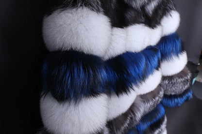 2025 Maomaokong Real Fur Coat Winter Women Silver Fox Fur Luxury Warm Thick Furry Fox Fur Coat Long Natural Fur Jackets