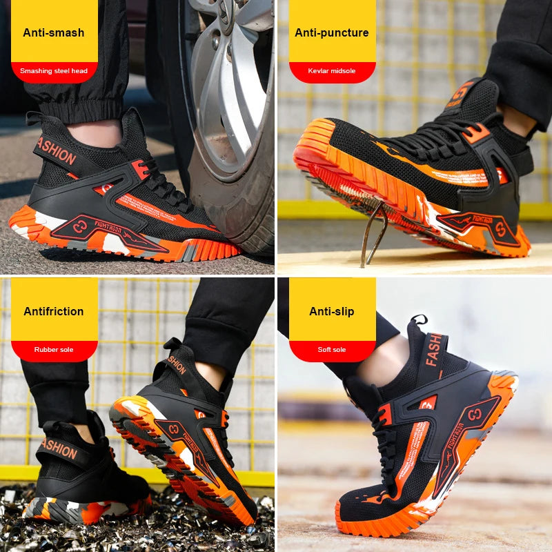 High Top Man Boots Safety Protective Shoes Steel Toe Work Shoes Men Anti-puncture Safety Shoes Men Women Work Safety...