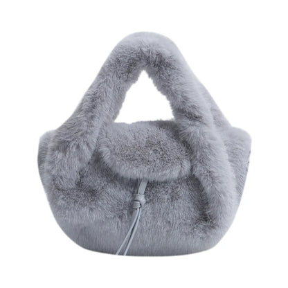 Cute Tan Faux Fur Top Handle Bag 2-in-1 Crossbody Bag Winter Warm Casual Handbag Ideal for Dating Shopping Outings for Women