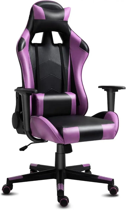 Modern-Depo Gaming Chair Recliner, Ergonomic Swivel Office Computer Desk Chair with Headrest Lumbar Support, Black Purple