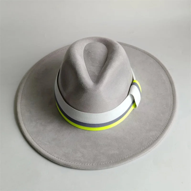 Grayish Brown Suede Hat Wide Brim 2026 NEW Fedora Hat Men Women Autumn Winter Felt Hats Classic Church Fedoras Chapeau...