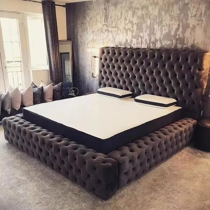 Deluxe Bedroom Furniture Set King Bed Classic Upper Set Diamond Tufted - Kimlud