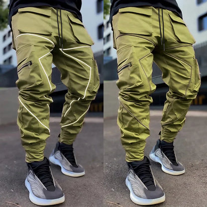 Mens Casual Black White Patchwork Cargo Pants Loose Plus Size Striped Multi Pocket Jogging Sports Fitness Hip Hop Jogger Trouser - Kimlud