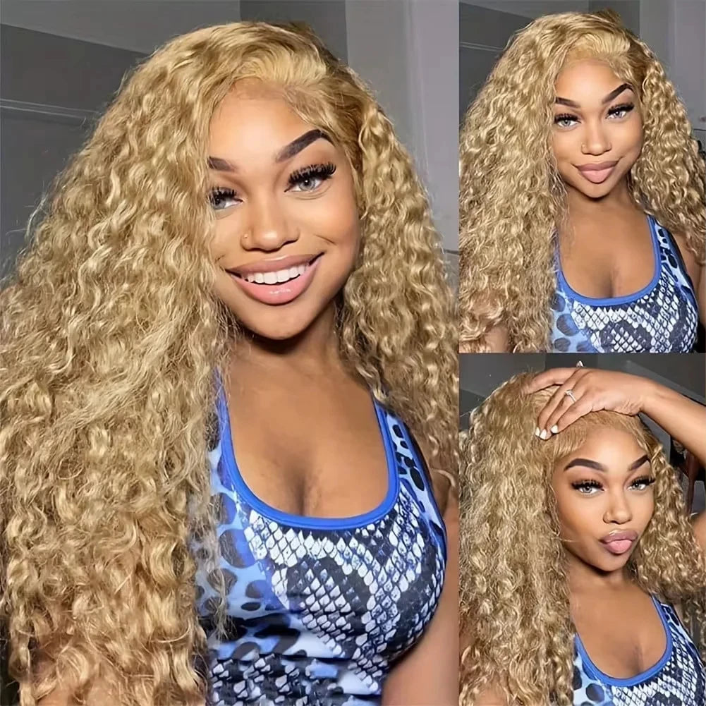 Vietnamese Loose Curly 30 36 Inch Honey Blonde 13x6 HD Lace Front Human Hair Wigs #27 Colored Deep Wave 13x4 Lace Fontal Wig