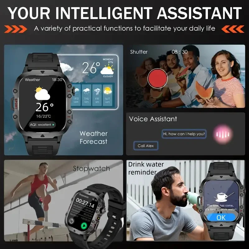 2025 New Men Women Smart Watch Flashlight 1.81” HD Display AI Voice Bluetooth Call Sports Watches Health Monitor Smartwatch Men