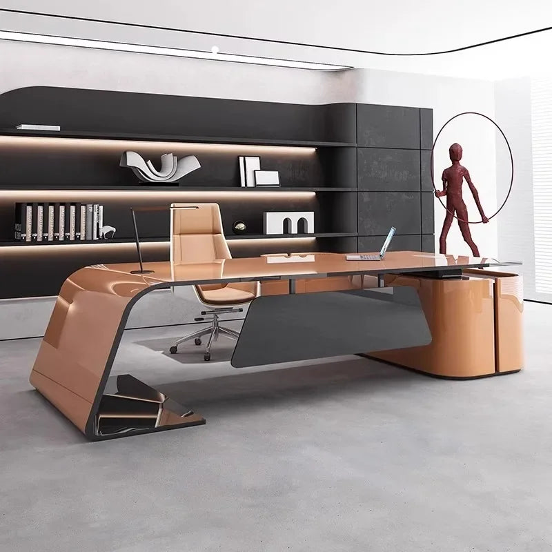 European High Quality Office Desk Cheap Executive Study Standing Office Desk Storage Floor Boss Wooden Escritorio...