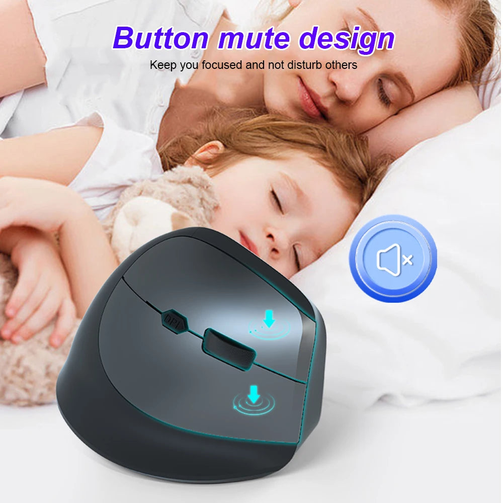 Bluetooth Mouse Vertical Mouse Ergonomic 2.4G Wireless Optical Mice 3 Adjustable DPI 800/1200/1600 6 Buttons for Laptop Desktop