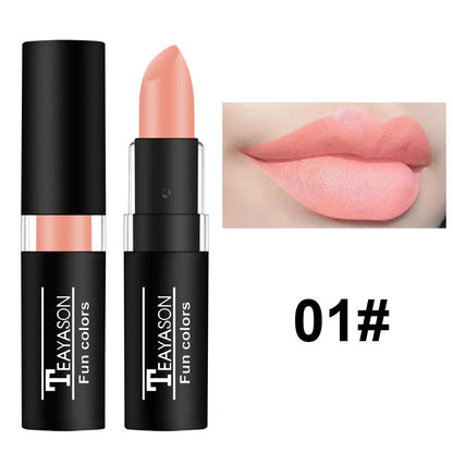 1Pcs Long Lasting Pigment Nude Purple Black Blue Red Green Lipstick Waterproof Velvet Matte Luxury Lips Makeup Cosmetics