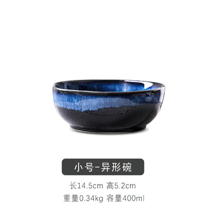 1 Pcs Bone China Bowl Tableware Blue Janpan Rice Soup Dinner Service Retro Ceramic Dinnerware Restaurant Home Kitchen...