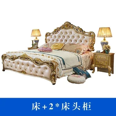 Large Princess Master Bedroom Set Double Villa High Luxury Human Bedroom Set Wooden Sleeping Letti E Mobili Nordic Furniture - Kimlud