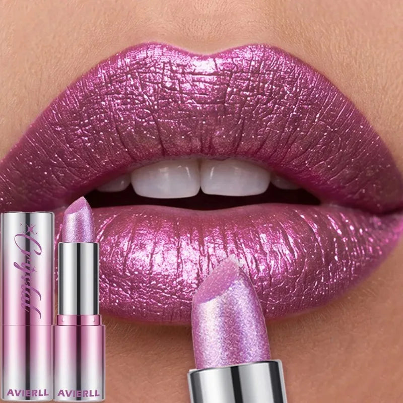 14 Colors Metallic Sparkle Lipstick Polarizing Glitter Shiny Lip Gloss Waterproof Long Lasting Gold Pearl Shine Sexy...
