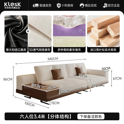 Connery Straight Sofa Linen-cotton Italian Light Luxury Modern Minimalist Living Room Furniture Villa Sofa with Small...