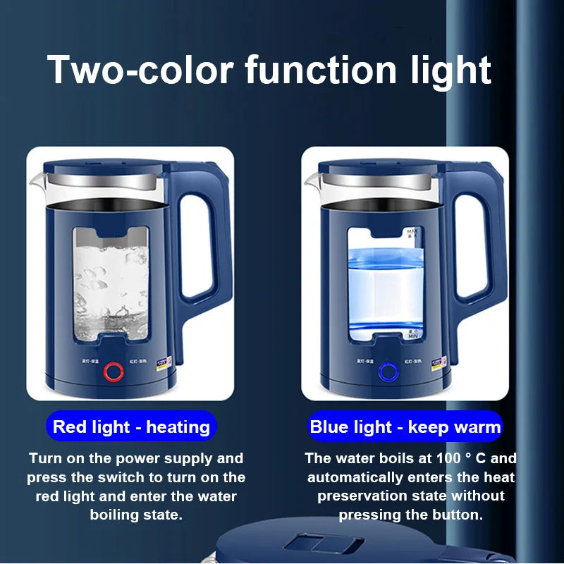 DMWD 2.2L Electric Kettle Quick Heating Hot Water Boiling Teapot Glass Blue Light Heater Pot Boiler Auto-Power Off...