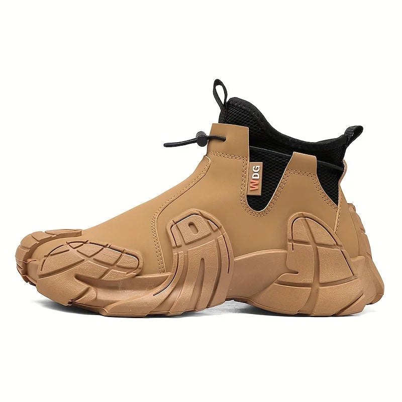 Fashionable and Versatile High Top Men's Shoes, 2025 New Autumn Anti Slip and Waterproof Side Zipper Work Sports Shoes