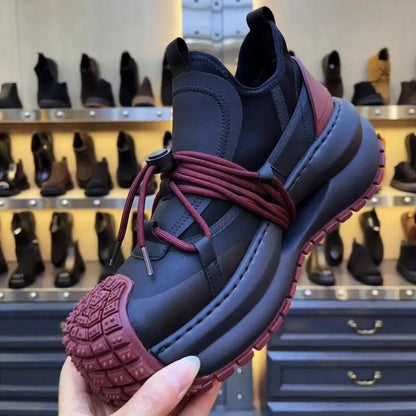 New Winter Warm Fleece Lining Mens Running Shoes Drawstring Thick Bottom Personality Sport Shoes Platform Sneakers Trainers Men