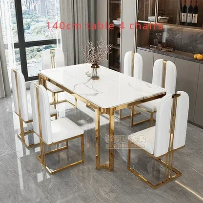Flexible Luxury Table Chairs Modern Leg Metal Design Rectangular Dining Table Space Saving Funky Table A Manger Unique Furniture