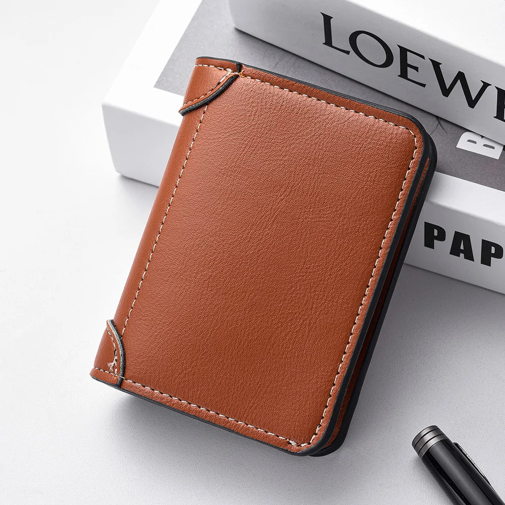 1Pc New Ultra-thin Mini Soft PU Leather Credit Card Wallet Holder Short Vertical High Quality Men's Wallet - Kimlud