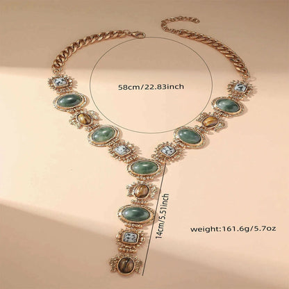 Vintage Chunky Geometric Resin Necklace for Women Irregular Exaggerated Big Statement Metal Necklace Ethnic Style Jewelry Gifts