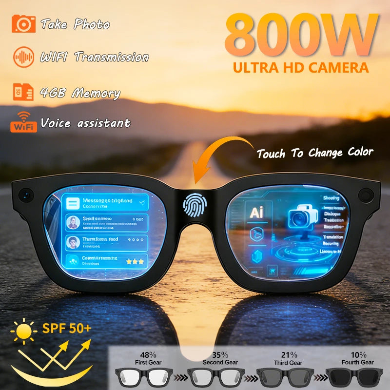 2026 Smart Glasses HD Photo Video OpenAI Record Translation Touch Photochromic Lenses Bluetooth Call Music Multifunction Glasses - Kimlud