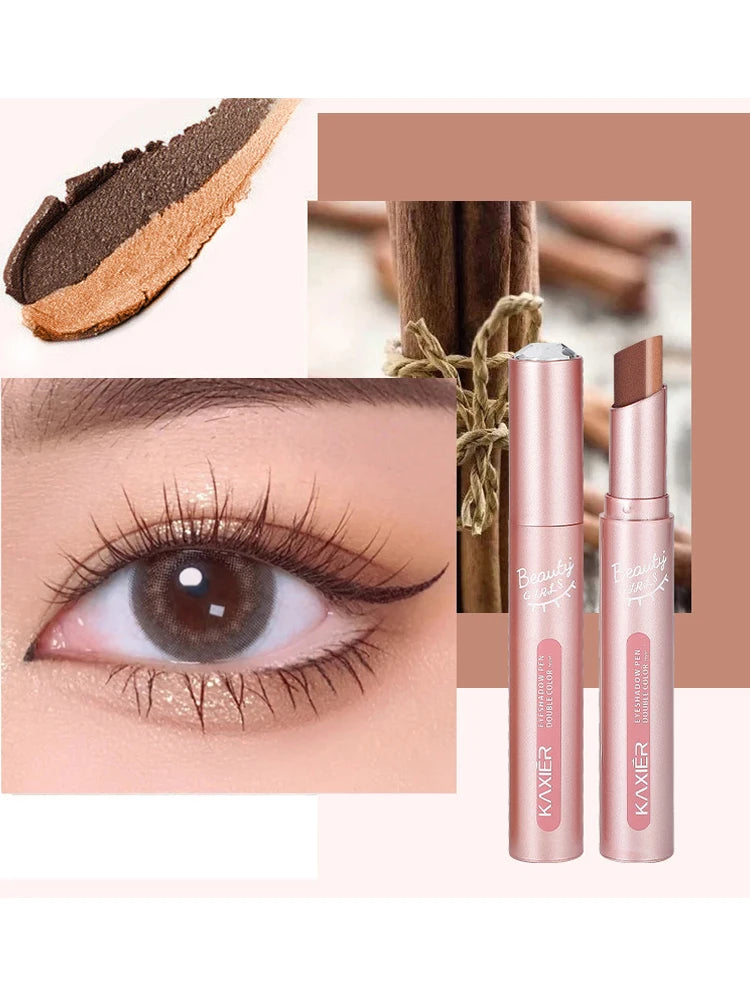 Gradient two-color eye shadow pen waterproof, sweat proof, not easy to smudge, pearlescent, fine shiny, lazy eye shadow...