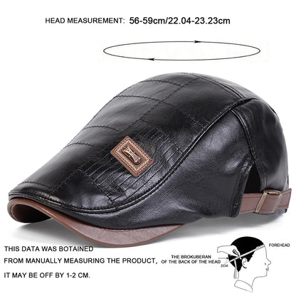 Men Retro Pu Leather Newsboy Caps JAMONT labeling British Painters Hats Spring Autumn Side Adjustable Flat Cap Hip Hop...