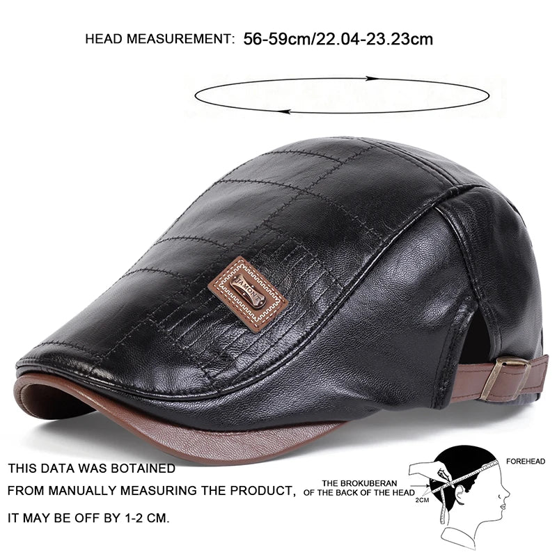 Men Retro Pu Leather Newsboy Caps JAMONT labeling British Painters Hats Spring Autumn Side Adjustable Flat Cap Hip Hop...