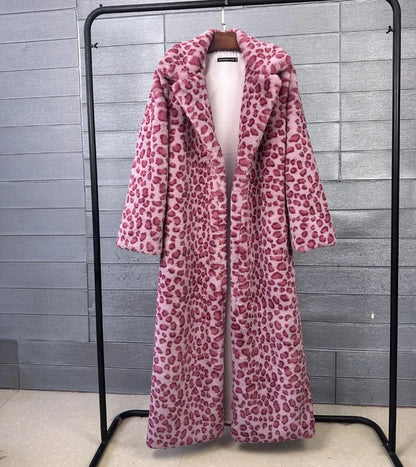 2026 Fashion Zebra Leopard Print Fur Coat Women's Winter Faux Rabbit Hair Fur X-long Overcoat Loose Jacket Streetwear...