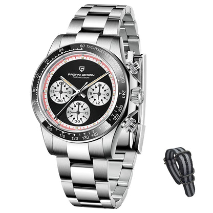 PAGANI DESIGN New Men's Quartz Watch Fashion Ceramic bezel Chronograph 100m Waterproof Men's Stainless Steel Watch